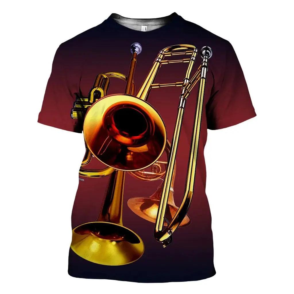 Summer Men's Fashion 3d Printed T-Shirt Gibson Guitar Saxophone TurnTable Classic Tee O Collar Short Sleeve Hip Hop Fun Plus Size Breathable Top - Lizard Vigilante