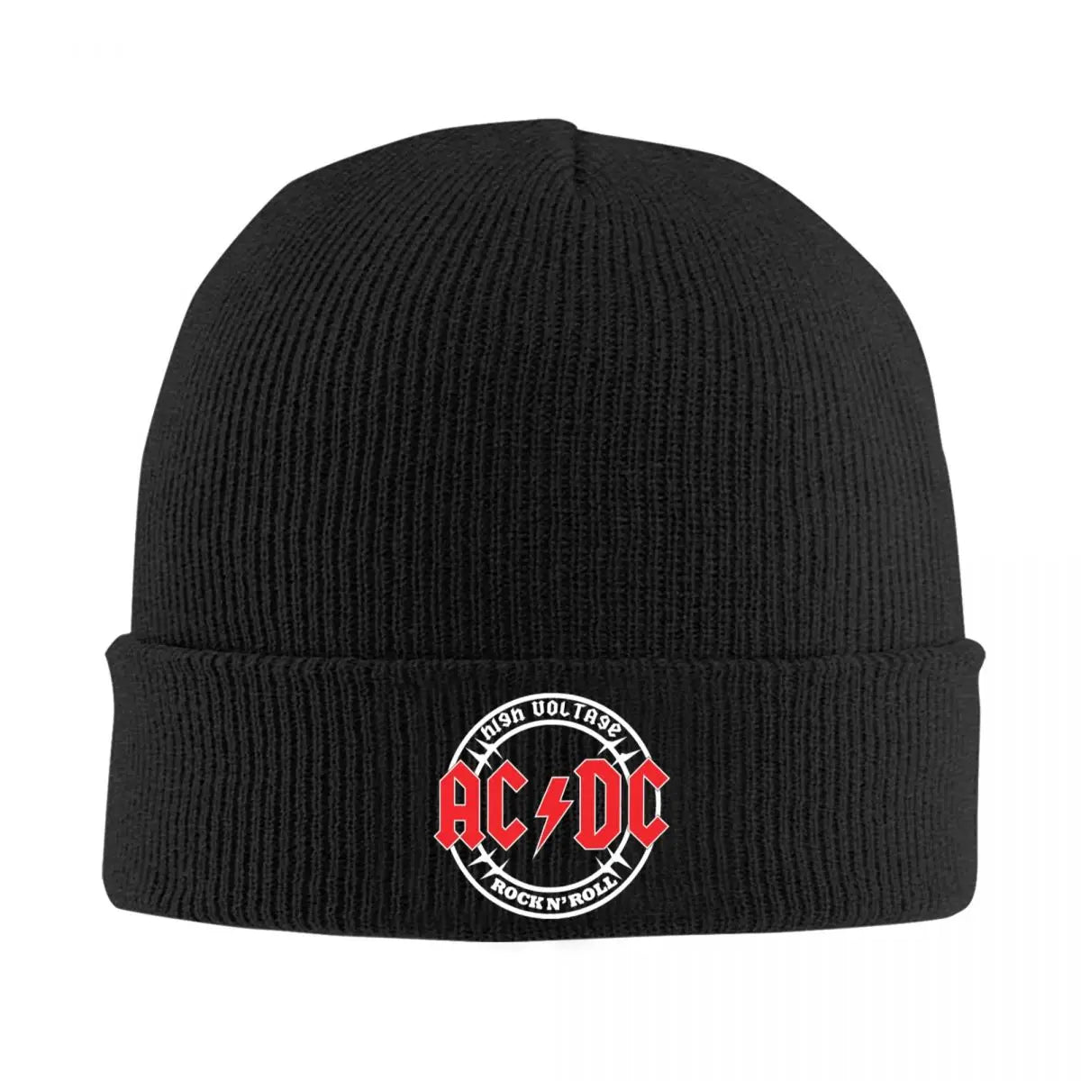 AC⚡️DC Knitted Beanie – Warm Winter Hat for Heavy Metal Fans, Unisex Hip Hop Style - Premium unisex beanie from Lizard Vigilante - Just $19.88! Shop now at Lizard Vigilante