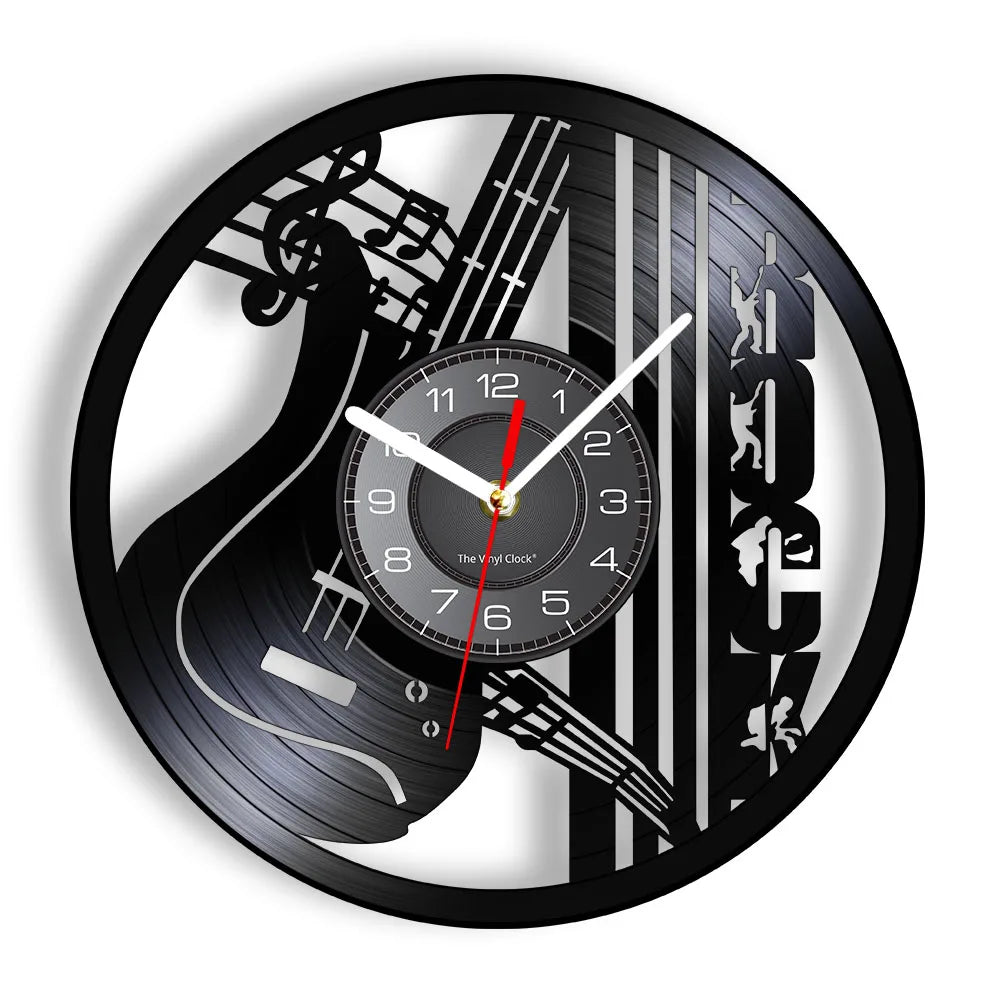 Guitar Player Vinyl Record Wall Clock: The Rock Music Instrument Wall Art for Your Living Room