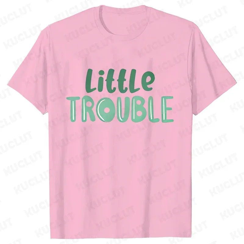 Big Trouble Little Trouble Father & Son/Daughter Matching T-Shirt – Funny Graphic Y2K Tops - Premium T-Shirt from Lizard Vigilante - Just $18.88! Shop now at Lizard Vigilante