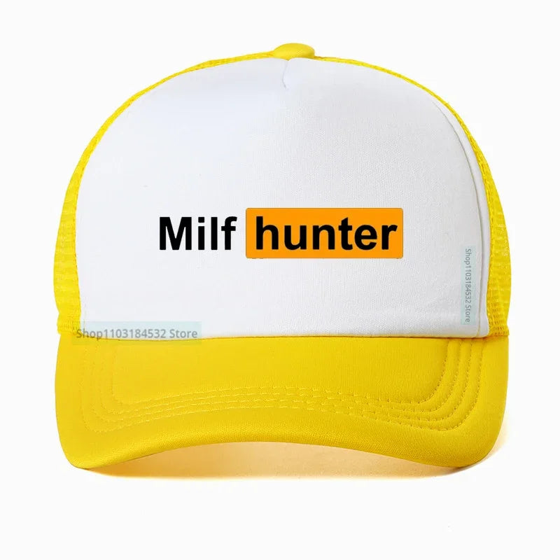 Milf Hunter Graphic Trucker Cap Funny Adult Baseball Hat Summer Streetwear Adjustable