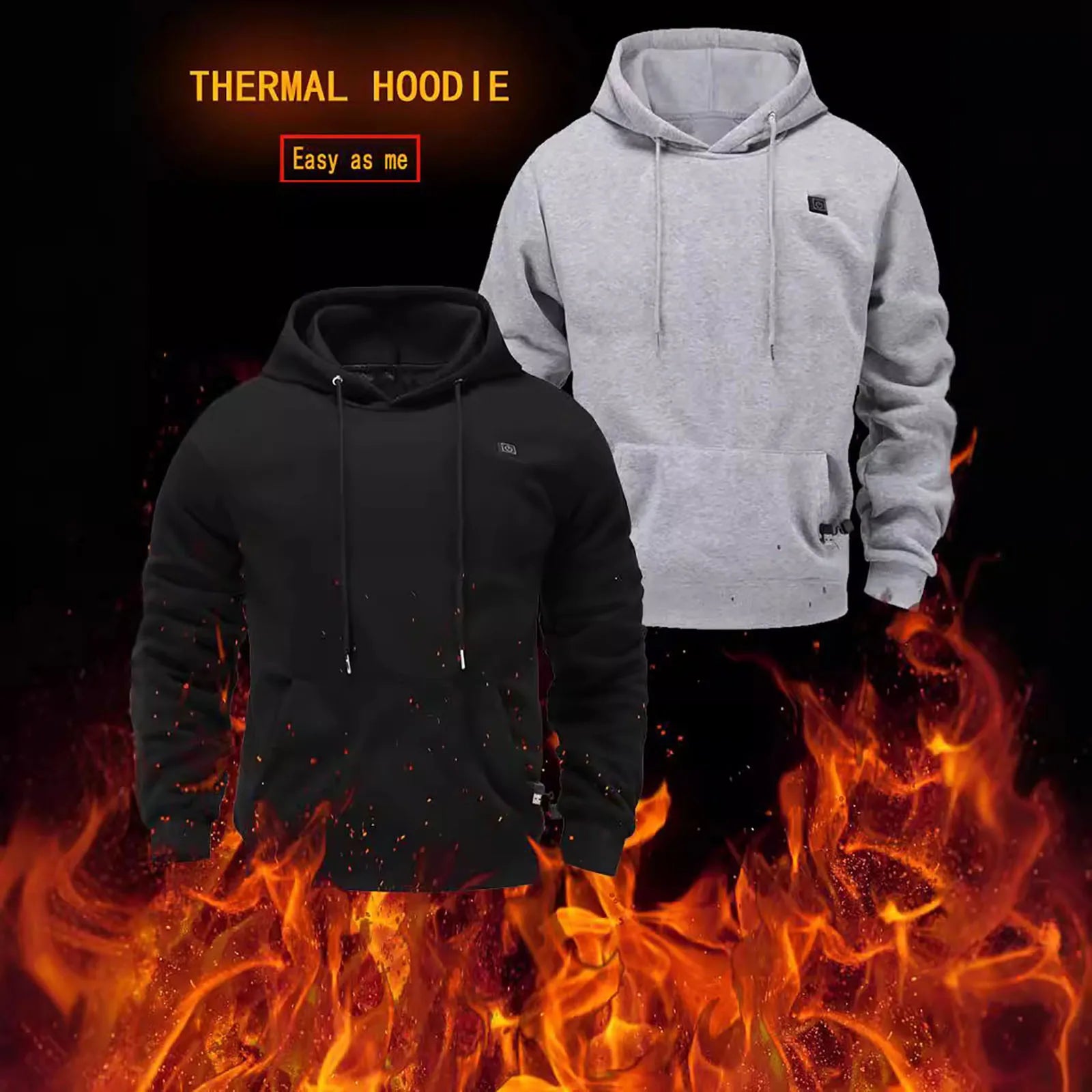 USB Heated Fleece-Lined Hoodie – The Ultimate Cold-Weather Companion - Premium Hoodie from Lizard Vigilante - Just $44.88! Shop now at Lizard Vigilante