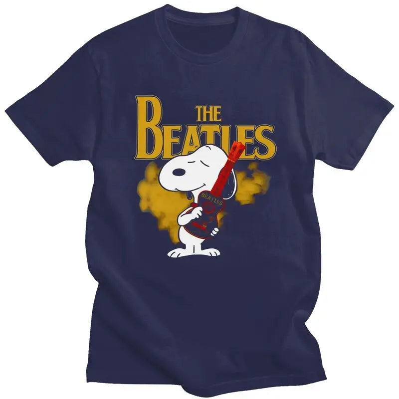 Snoopys The Beatles Dog Rock and Roll T Shirts for Men Soft Cotton Tee Shirt Short Sleeve 60s Novelty T-shirt Gift - Premium T-Shirt from Lizard Vigilante - Just $21.99! Shop now at Lizard Vigilante