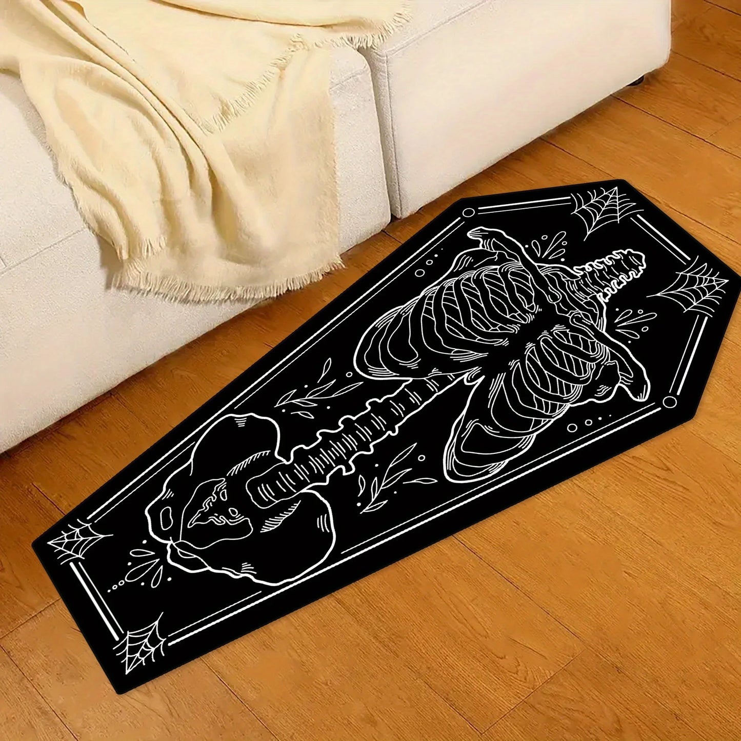 Gothic Coffin Skeleton Rug – Tactical Comfort Zone for Hardcore Homes & Battle-Ready Decor
