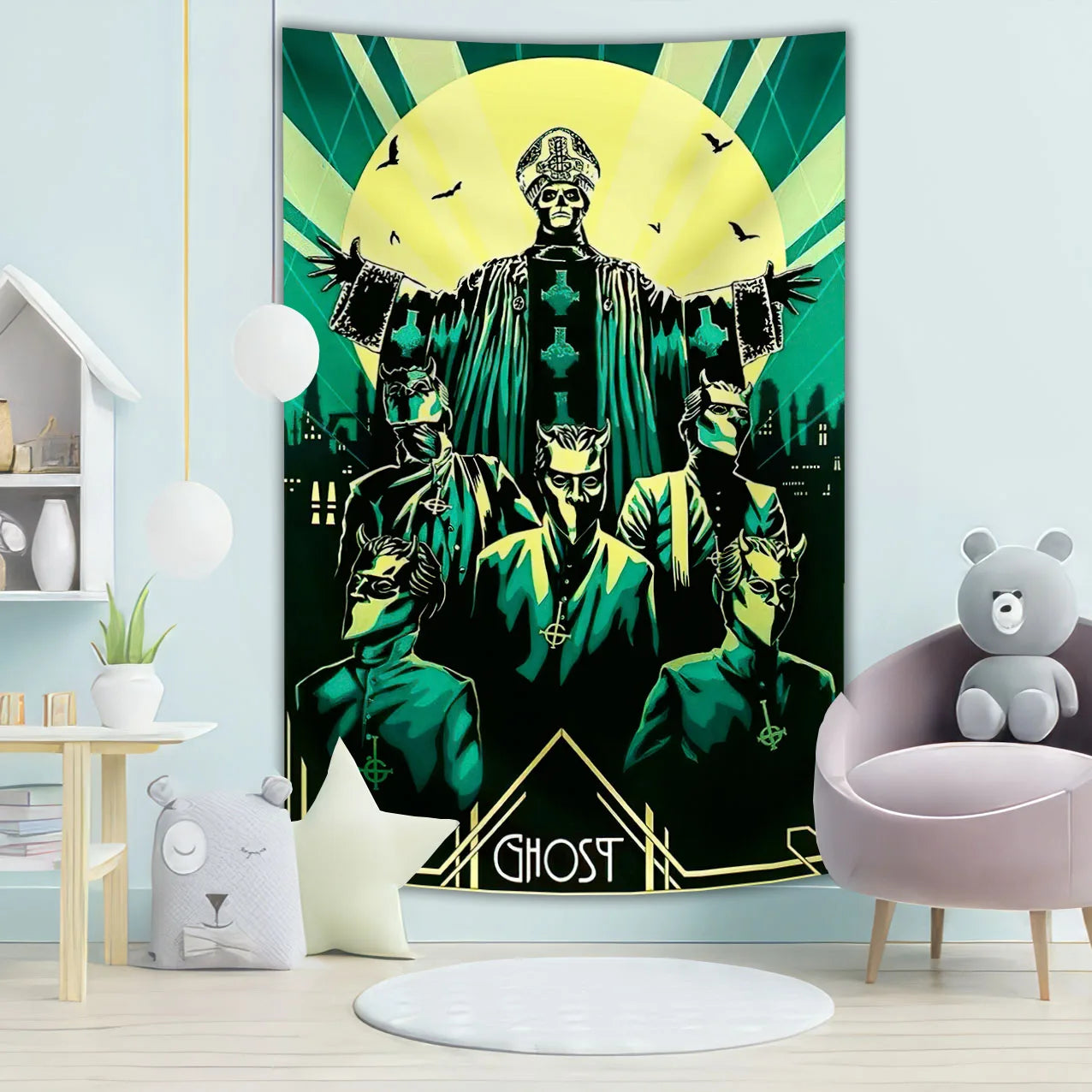 Ghost Tapestry - Underground Metal Pop Singer Rock Banner Flags, 100% Polyester Wall Hanging - Premium tapestry from Lizard Vigilante - Just $11.99! Shop now at Lizard Vigilante