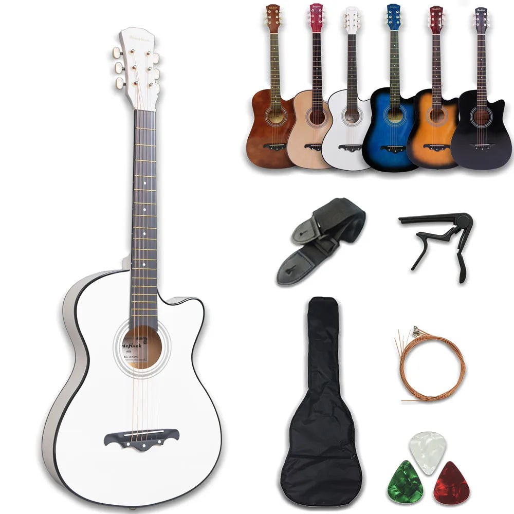 38 inch Acoustic Guitar Kit Folk Guitar for Beginners Children 6 Strings Travel Guitar Black Blue White Wood Brown Guitarr AGT16 - Premium  from Lizard Vigilante - Just $57.99! Shop now at Lizard Vigilante