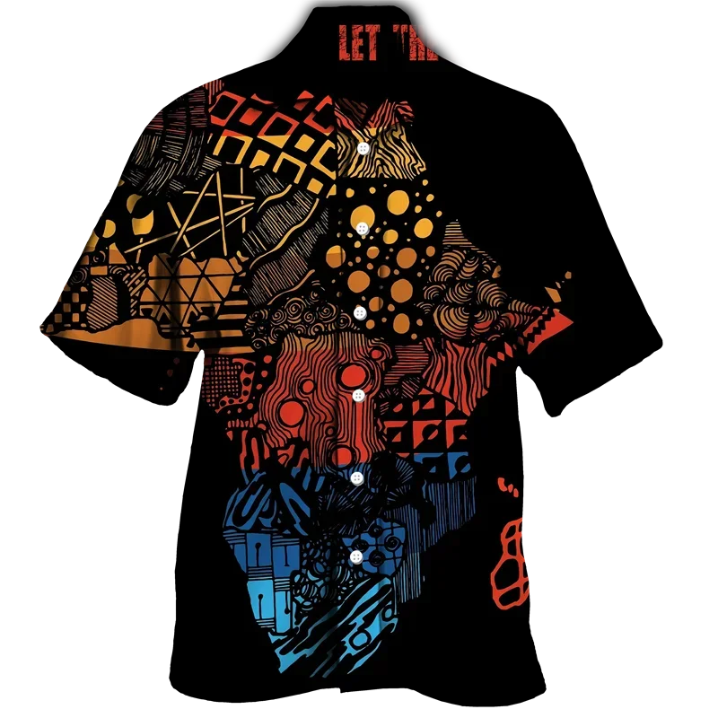 Colourful Bohemia African Graphic Shirts For Men Clothing Fashion Mens Short Sleeve Casual Y2k Lapel Blouse Summer Beach Tops