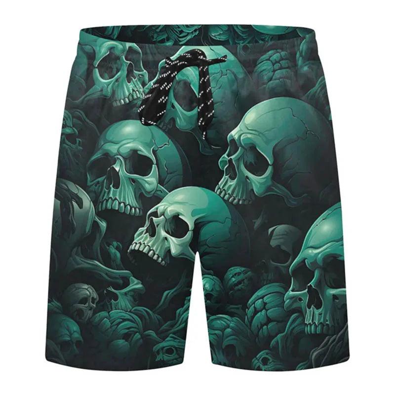 Skull Flowers 3D Printed Casual Shorts Summer Unisex Street Gothic Cool Sports Shorts Skateboarding Short Pants Man Unisex - Lizard Vigilante