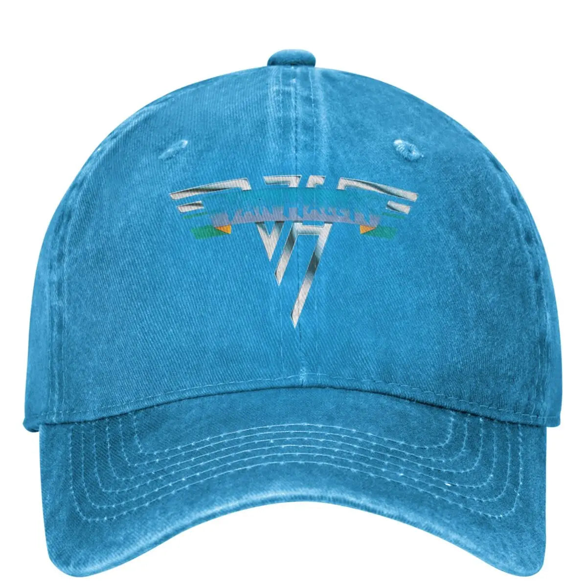 Van Halen Punk Rock Band Distressed Denim Baseball Cap – Adjustable Classic Headwear for Men & Women - Premium baseball cap from Lizard Vigilante - Just $23.88! Shop now at Lizard Vigilante