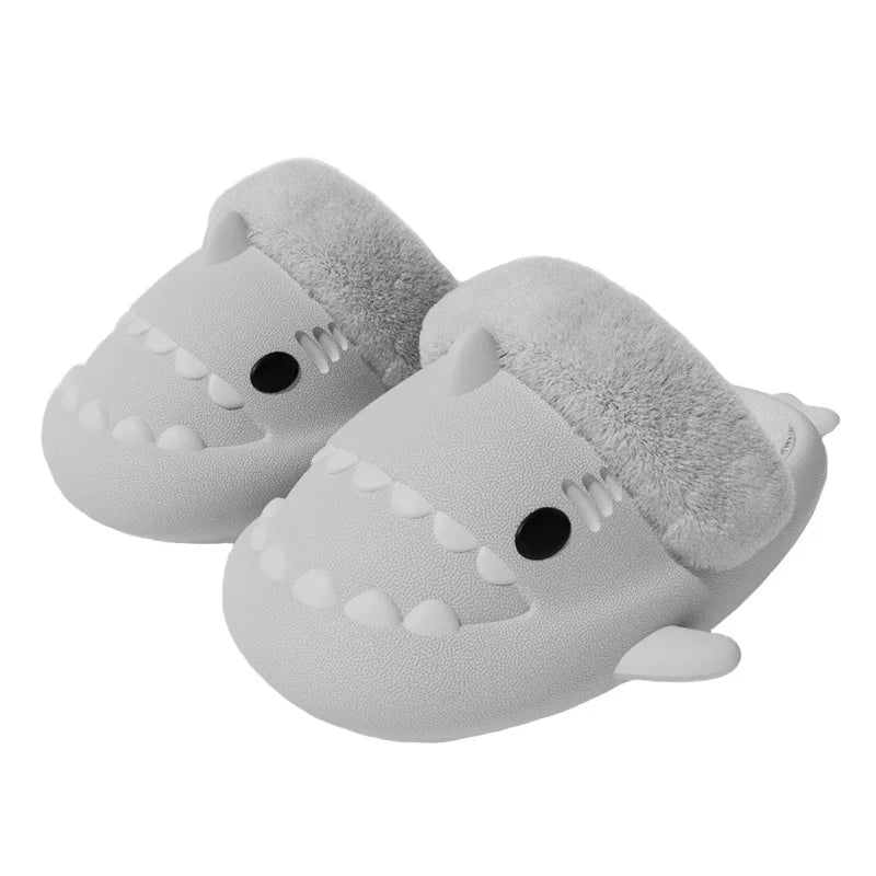 Comwarm Shark Plush Slippers For Women Men Autumn And Winter Warm Cartoon Cotton Slipper Non-Slip Waterproof Outdoor Home Shoes - Premium  from Lizard Vigilante - Just $16.99! Shop now at Lizard Vigilante