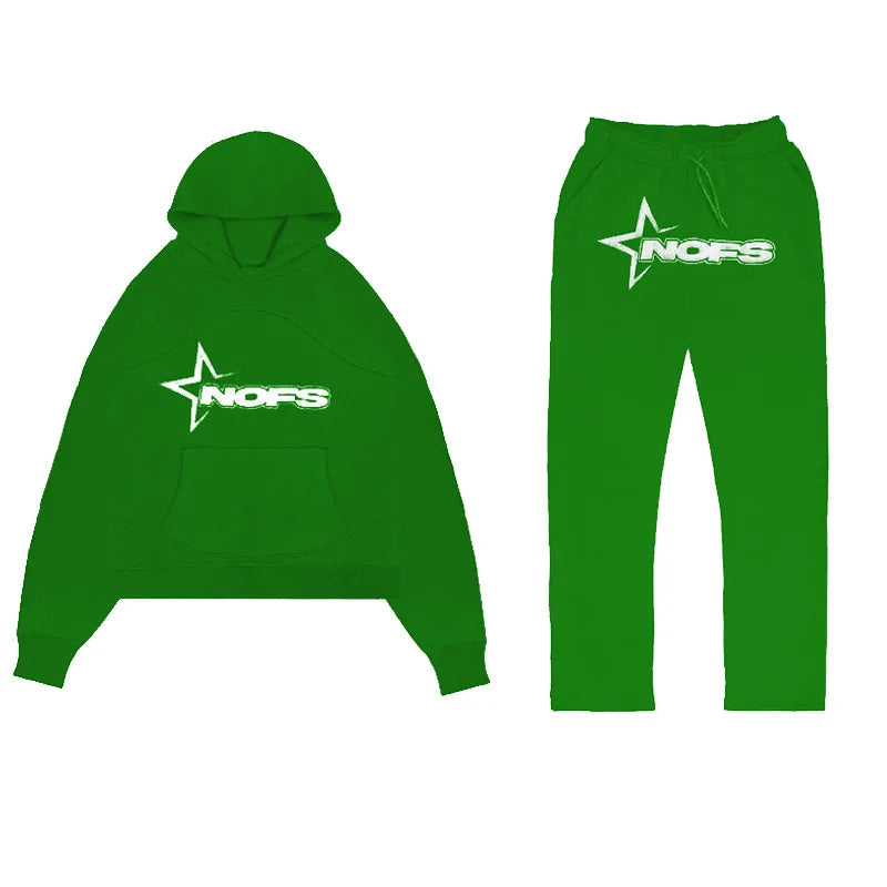 HOT NOFS Print Hoodie and Sweatpants Set – Trendy Brand Streetwear for Men and Women - Premium hoodie set from Lizard Vigilante - Just $58.88! Shop now at Lizard Vigilante