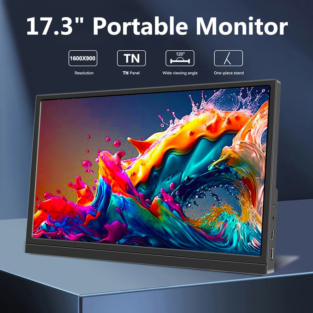 17.3Inch Portable Monitor External Display LCD Screen PC Gamer HDMI-compatible Switch Xbox PS4/PS5 Laptop Display Gaming Monitor