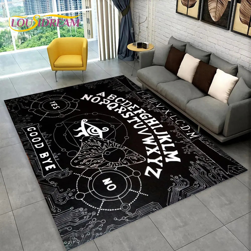 The Witchcraft Gothic Ouija Area Rug: LOUSIDREAM 3D Printed Tarot Carpet for Living Room & Bedroom