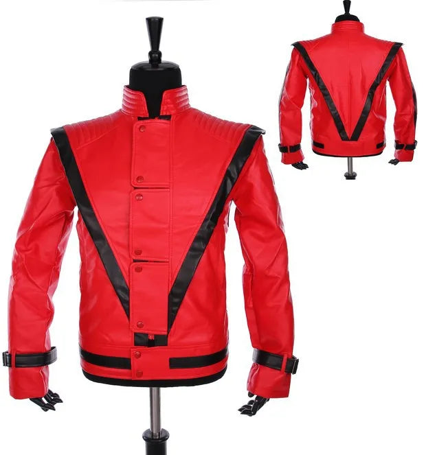 Unisex Red and Black Leather Jacket – Concert & Role-Playing Costume - Premium costume from Lizard Vigilante - Just $74.88! Shop now at Lizard Vigilante