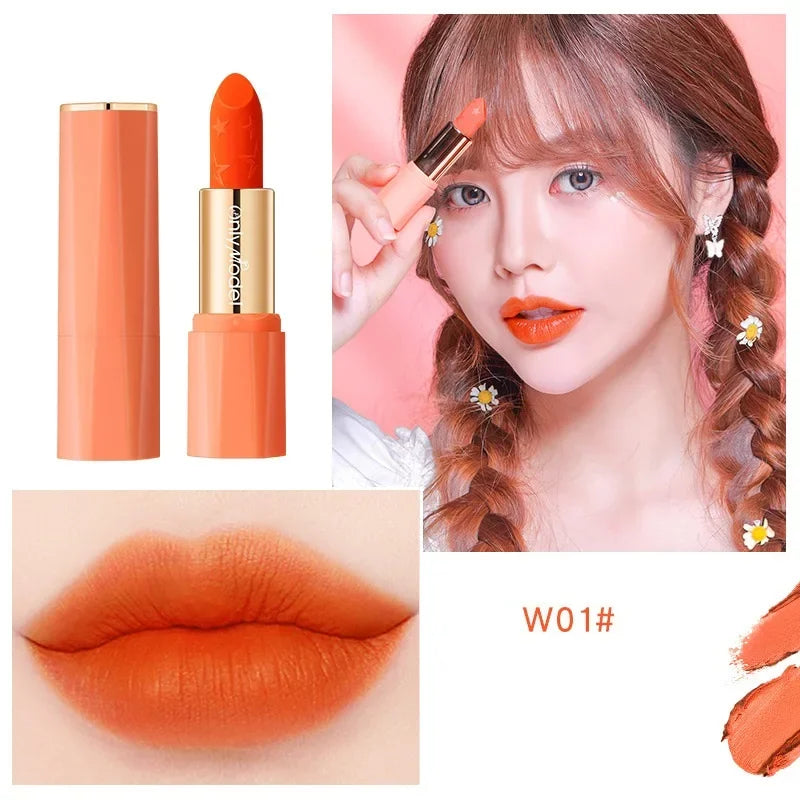 Orange Lipstick Waterproof Long Lasting Matte Lipsticks Resistant Lip Stick Velvet Lip Tint Women Cosmetic Sexy Lip Glaze Makeup