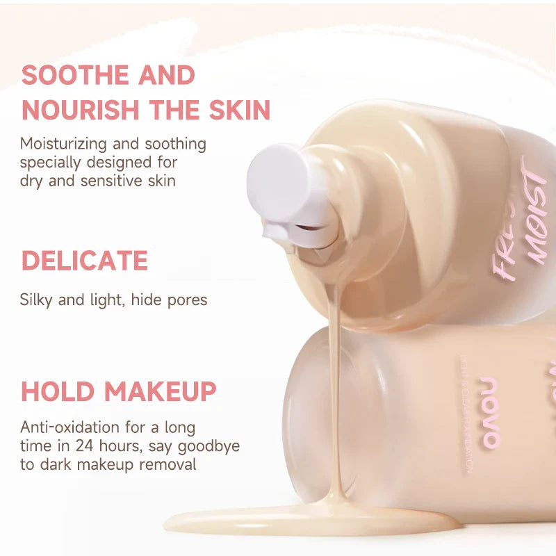 2-color Liquid Foundation BB Cream - Matte Cream, Long-lasting 24-hour Coverage Waterproof, Sodium Hyaluronate and Vitamin E