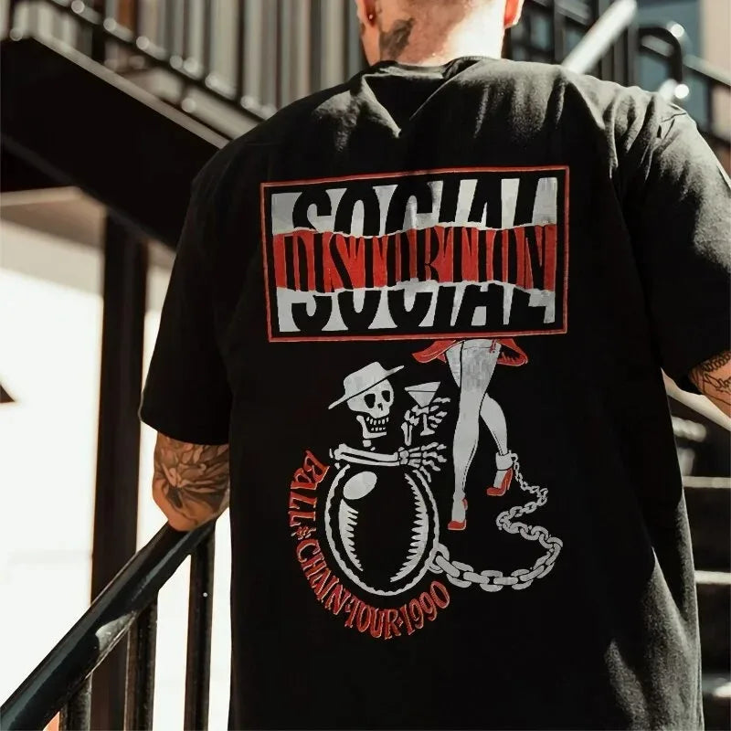 Gothic Punk Style Skull Graphic Men Tshirts Street Rock Hip-Hop Streetwear Grunge Heavy Metal Rock Top Oversized Tee Ropa Hombre - Premium  from Lizard Vigilante - Just $23.99! Shop now at Lizard Vigilante