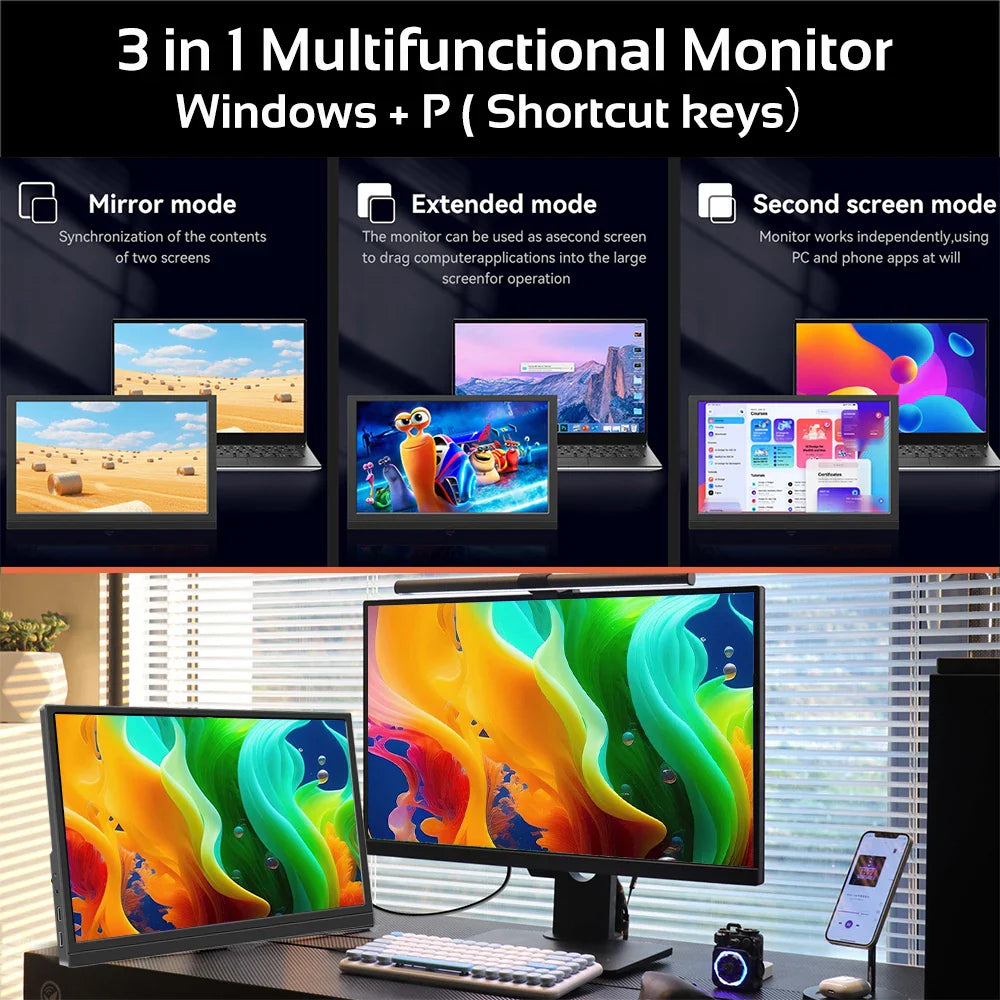 17.3Inch Portable Monitor External Display LCD Screen PC Gamer HDMI-compatible Switch Xbox PS4/PS5 Laptop Display Gaming Monitor