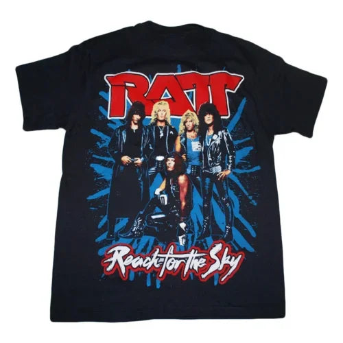 1988 Ratt Reach For The Sky Black T-Shirt – Vintage Hair Metal Rock Band Tee, Unisex Heavyweight Cotton Top for a Casual Fashion Must-Have - Premium T-shirt from Lizard Vigilante - Just $26.88! Shop now at Lizard Vigilante