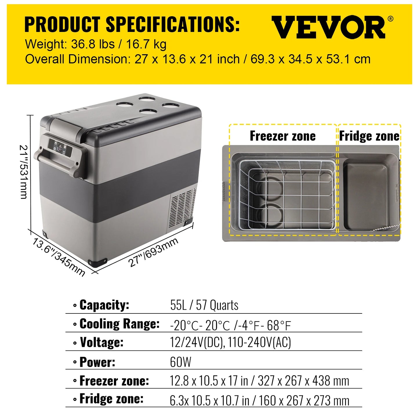 VEVOR Portable Car Fridge - Your On-the-Go Cooler - Premium mini fridge from Lizard Vigilante - Just $289.88! Shop now at Lizard Vigilante