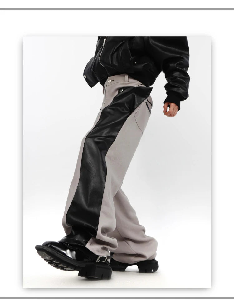 Patchwork Leather Combat Trousers – Mauroicardi Black & Toxic Green High-Waist Men’s Street Pant for Chaos & Club Damage - Premium pants from dsers - Just $159.99! Shop now at Lizard Vigilante