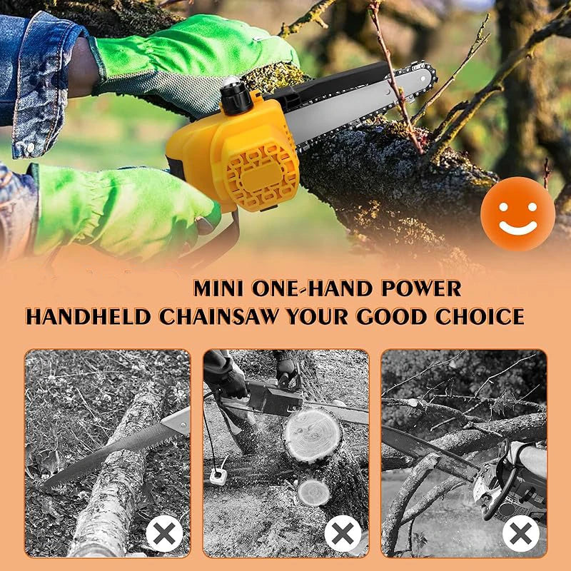 Ponbos 6-Inch Handheld Brushless Chainsaw – Powerful Gardening Tool for Trimming and Felling with Oil Bottle & DeWALT 18V Compatibility - Premium chainsaw from Lizard Vigilante - Just $91.08! Shop now at Lizard Vigilante