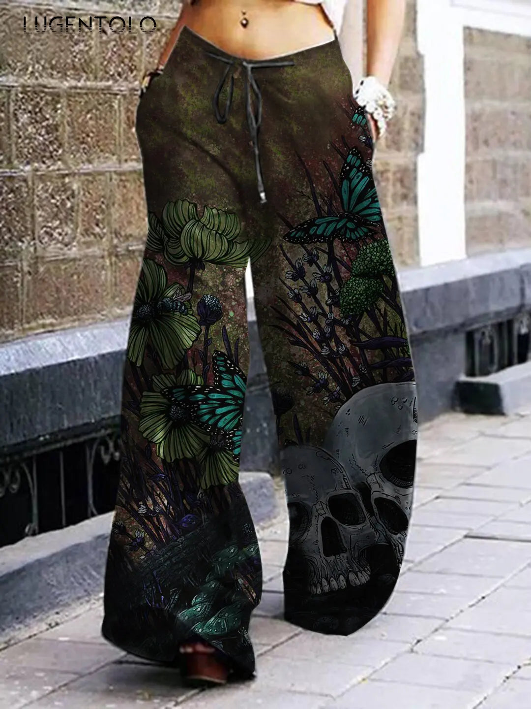 Dark and Moody: Skull-Emblazoned Cargo Pants - Premium pants from Lizard Vigilante - Just $33.88! Shop now at Lizard Vigilante