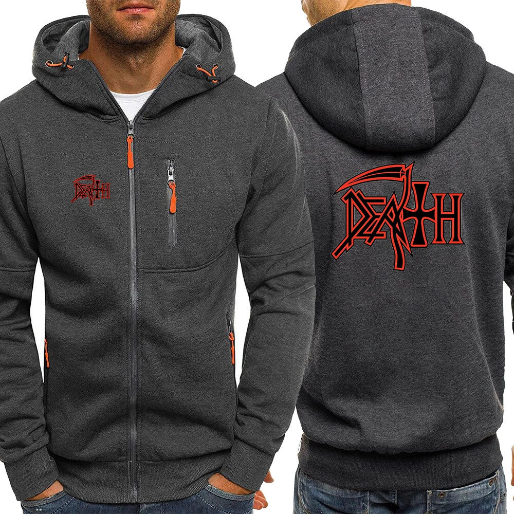 Death Rock Band Heavy Metal Printed Men's Zipper Hoodie – Fleece Sweatshirt for Spring & Autumn - Premium hoodie from Lizard Vigilante - Just $38.99! Shop now at Lizard Vigilante