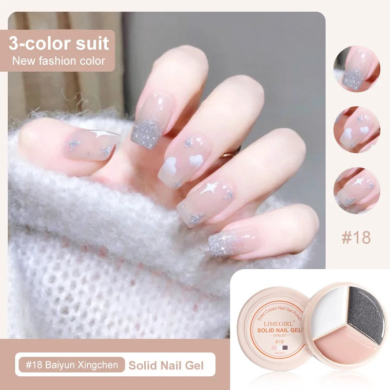 LIMEGIRL Solid Nail Art Gel Polish 15g 3 Colors Cream Soft Gel Polish for Nail Art Beginner DIY Design  Home/Salon Manicure Gift