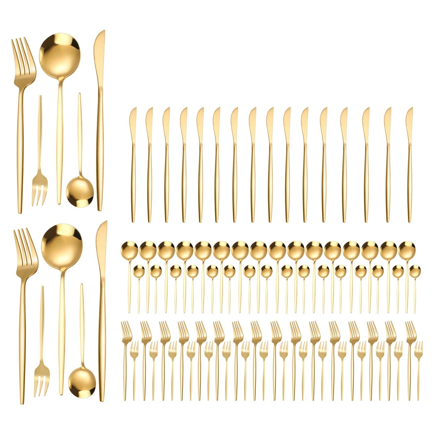 90Pcs Gold Flatware Set Stainless Steel Silverware Utensil Kitchen Tableware Forks Knives Spoons Cutlery for Home Restaurant - Premium  from Lizard Vigilante - Just $58.99! Shop now at Lizard Vigilante