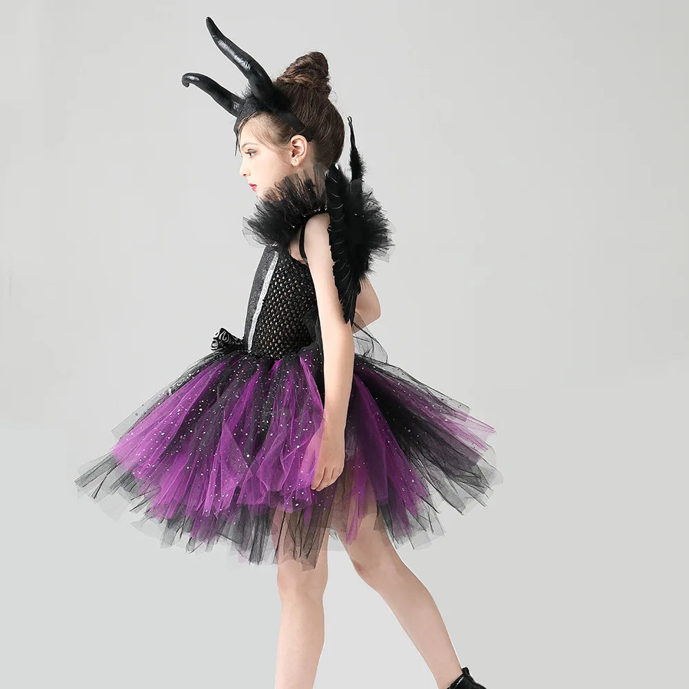 Halloween Witch Cosplay Costume Set for Girls – Evil Queen Purple Dress - Premium  from Lizard Vigilante - Just $30.88! Shop now at Lizard Vigilante