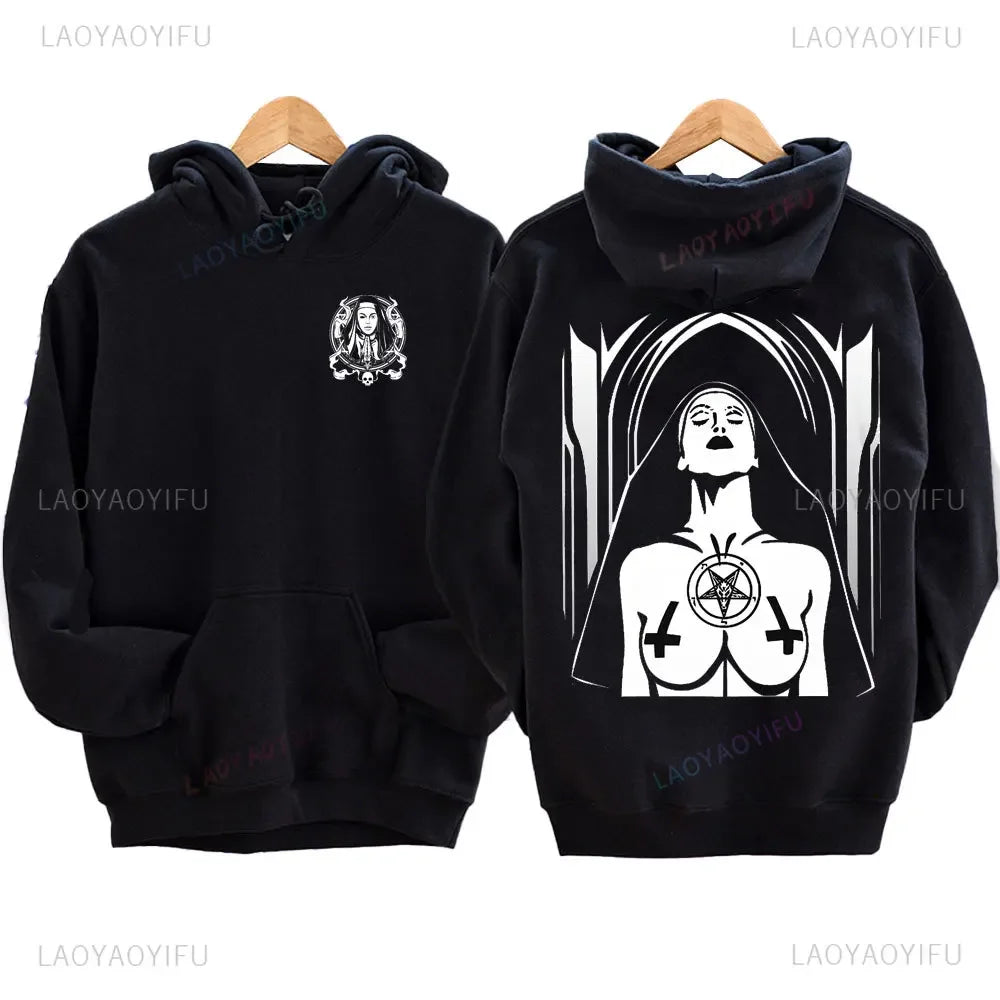 The Bad Nun Antisocial Hip-Hop Hoodie – Harajuku Gothic Streetwear for Men’s Autumn-Winter Style - Premium hoodie from Lizard Vigilante - Just $41.08! Shop now at Lizard Vigilante