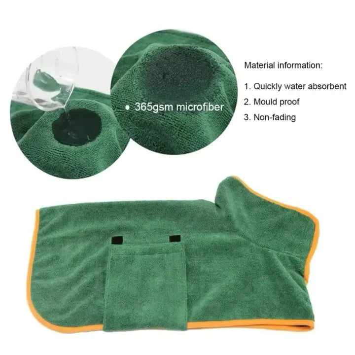 Pet Bathrobe – Fast Drying Microfiber Grooming Coat for Dogs | Absorbent, Soft, and Adjustable Towel for Small, Medium, and Large Dogs - Premium pet towel from Lizard Vigilante - Just $19.99! Shop now at Lizard Vigilante