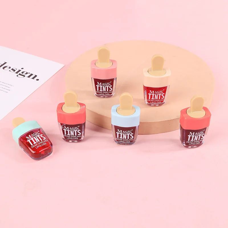 Ice cream liquid lip gloss, ice cream liquid lipstick set, dyed lips, long-lasting color development, moisturizing