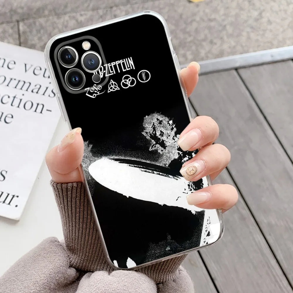 Led Zeppelin-Inspired Soft TPU Phone Case – Transparent Lightweight Protective Cover for iPhone 15, 14, 13, 12, 11, Pro, Mini & More - Premium cell phone case from Lizard Vigilante - Just $22.88! Shop now at Lizard Vigilante