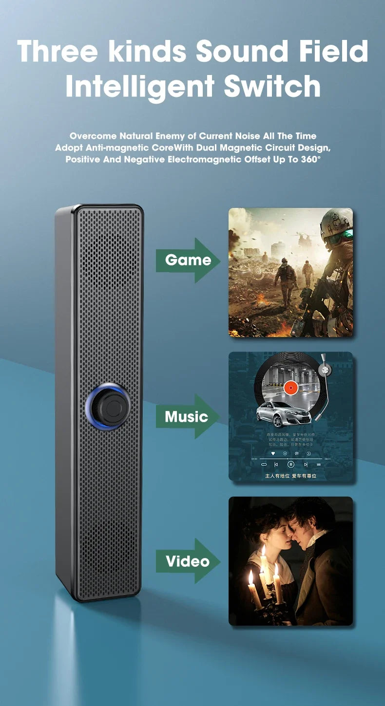 Senbossi Home Theater Bluetooth Soundbar – Wired & Wireless 3D Stereo Soundbar for TV, PC, Laptop, and Gaming with USB Power and Deep Bass - Premium soundbar from Lizard Vigilante - Just $22.88! Shop now at Lizard Vigilante