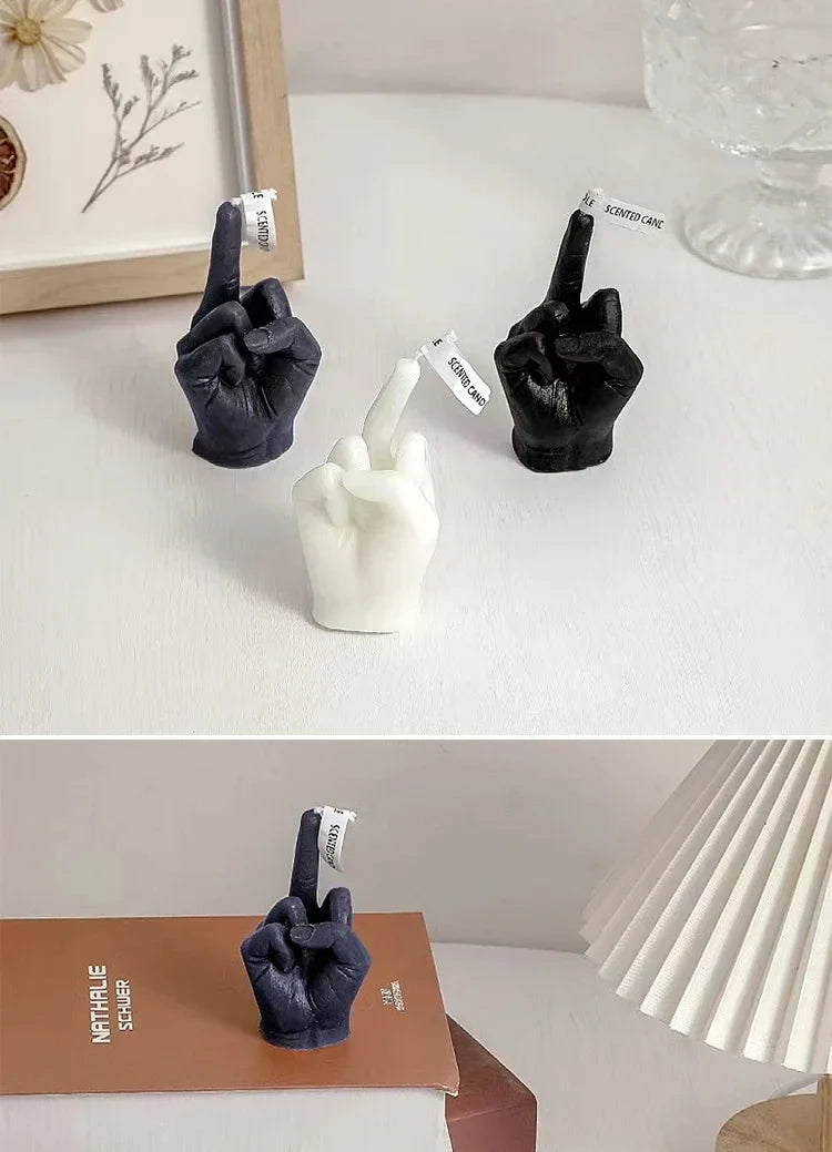 Creative Candles Middle Finger Shaped Gesture Scented Candles Niche Funny Quirky Gifts Home Decoration Ornaments Birthday Gifts