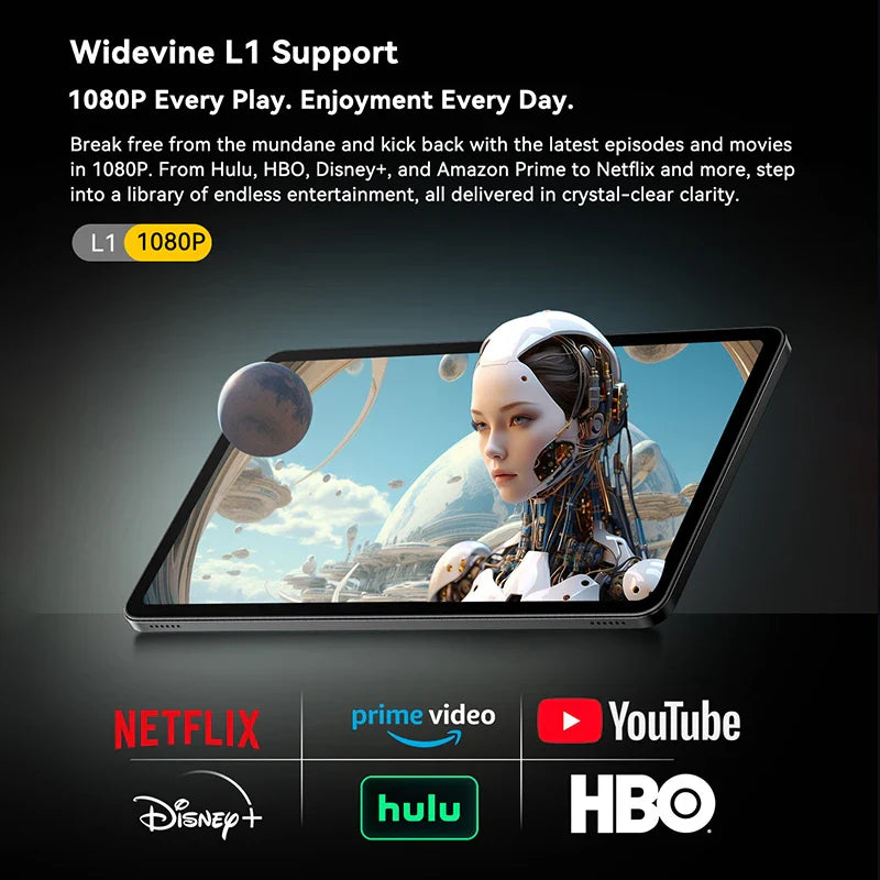 Blackview MEGA 2 Tablets 12 inch 2K Display Widevine L1 24GB(8+16) Android 15 256GB 9000mAh AI Main Camera Pad PC