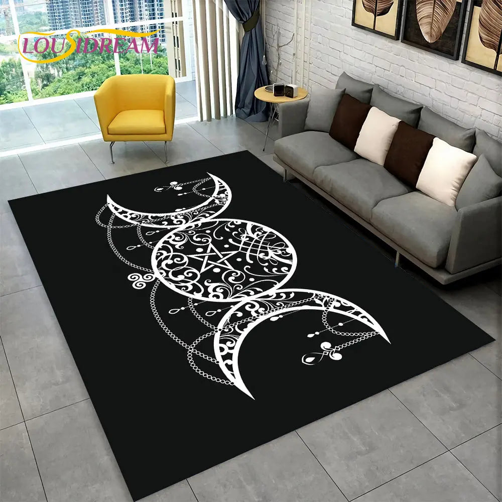 The Witchcraft Gothic Ouija Area Rug: LOUSIDREAM 3D Printed Tarot Carpet for Living Room & Bedroom