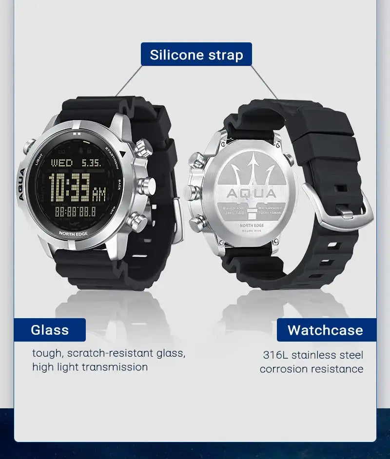 Men Dive Computer Watch Waterproof 100M Smart Digital Free Diving Watches Barometer Compass Temperature Clock