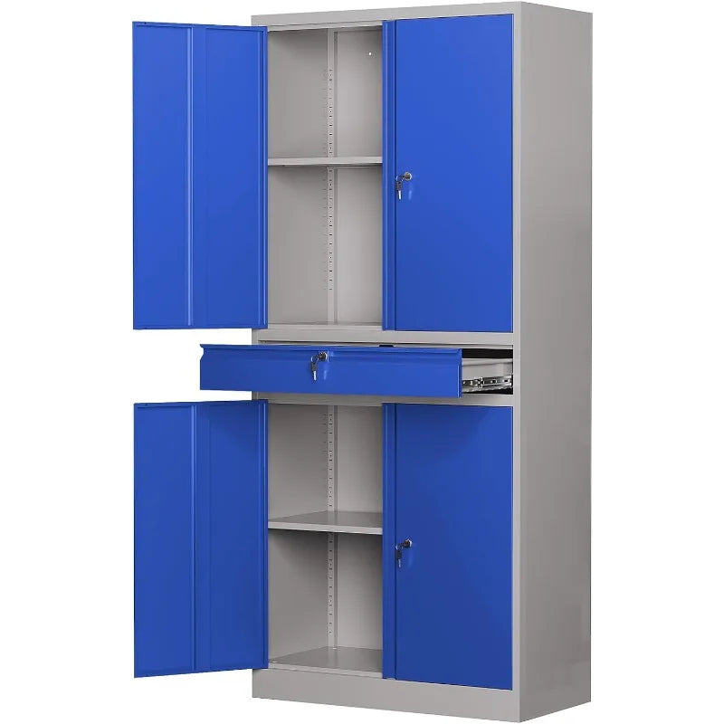 Metal Garage Storage Cabinet with Locking Doors and Adjustable Shelves, Tool Storage Cabinet with 1 Drawer - 71" Steel Locking - Premium cabinet from Lizard Vigilante - Just $269.99! Shop now at Lizard Vigilante