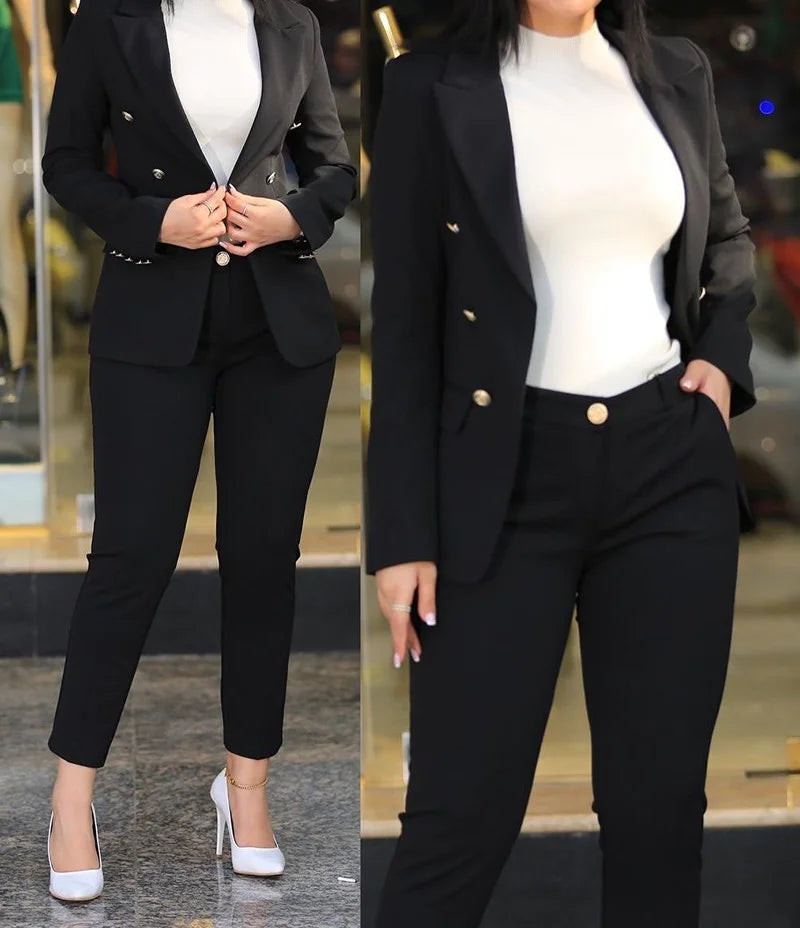 Stylish 2-Piece Women’s Blazer & High Waist Pants Set – Office Collection - Premium blazer set from Lizard Vigilante - Just $38.88! Shop now at Lizard Vigilante