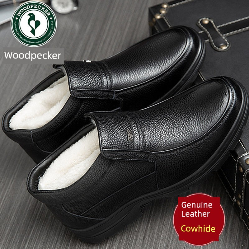 Woodpecker Winter Genuine Leather Wool-Lined Shoes – Cozy, Durable High-Top Warmth for Middle-Aged and Elderly Feet - Premium shoes from Lizard Vigilante - Just $81.08! Shop now at Lizard Vigilante