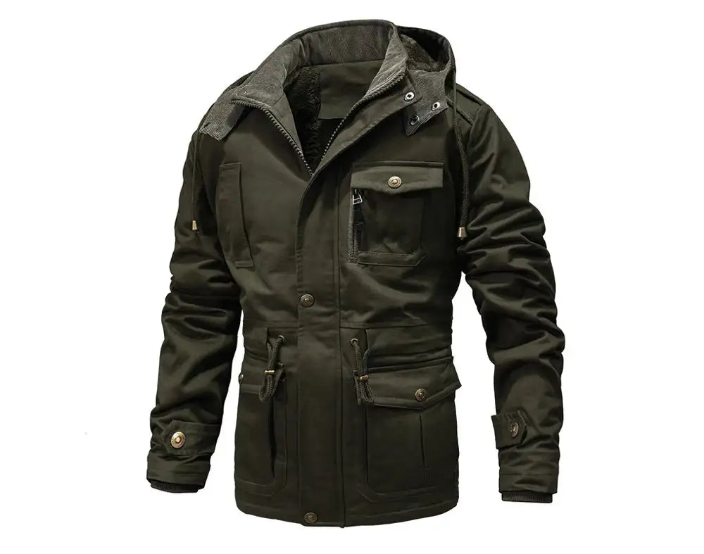 Winter Men's Warm Padded Jackets Fashion Men Fleece Lined Thermal Hooded Coats Men Mountain Ski Windbreaker Jackets Clothing