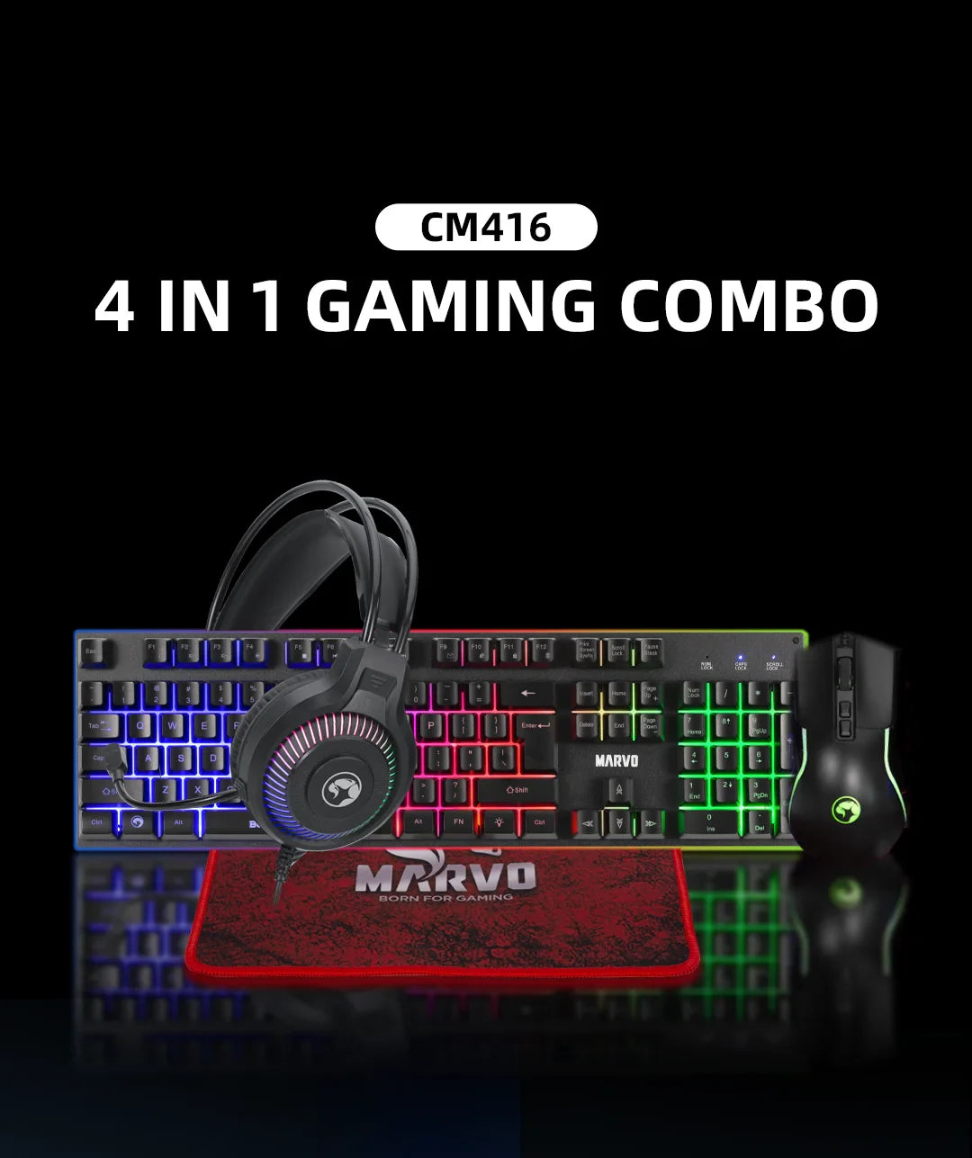 Gaming Keyboard And Mouse It Contains Keyboard+Mouse+Headphone And Mouse Pad Set, RGB,Game Wired Keyboard And Mouse Sets