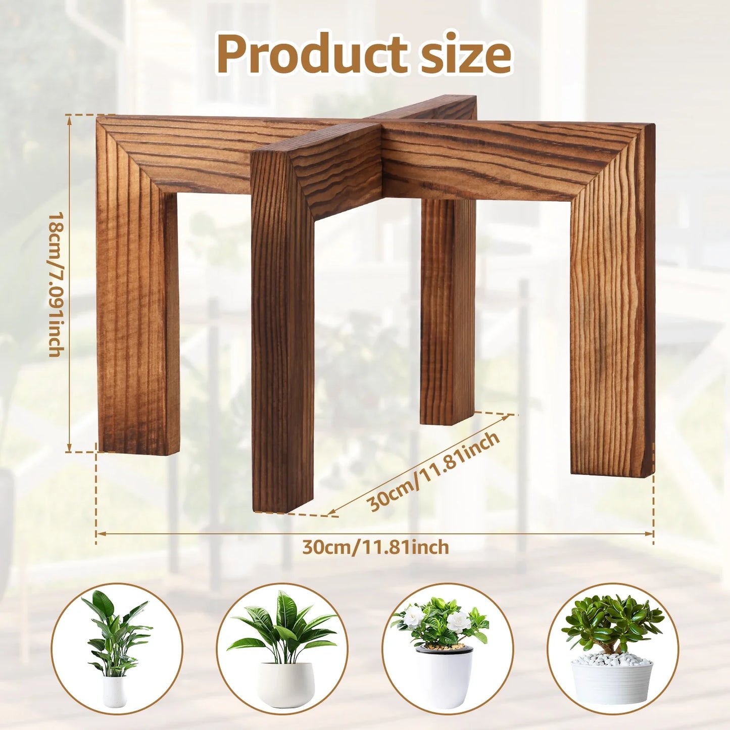 Wood Plant Stand Indoor Flower Pot Stand Simple Fashion Modern Plant Holder Sturdy Wood Home Decoration for Home Office Balcony