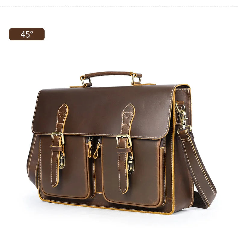 Vintage Leather Briefcase - Timeless Elegance and Durability - Premium handbag from Lizard Vigilante - Just $187.99! Shop now at Lizard Vigilante