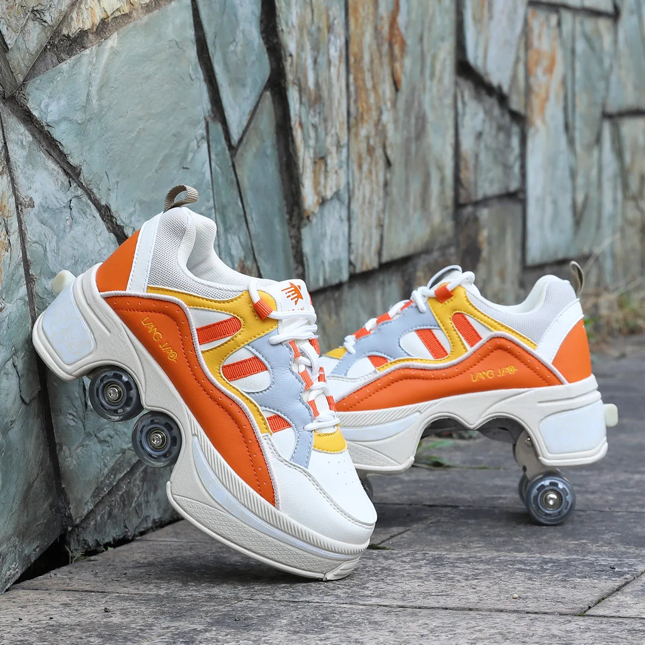 Kids Four-Wheel Roller Skate Shoes Casual Deformation Parkour Sneakers Skates Adult Stage personalized Sport Roller Skate Shoes - Premium  from Lizard Vigilante - Just $128.99! Shop now at Lizard Vigilante