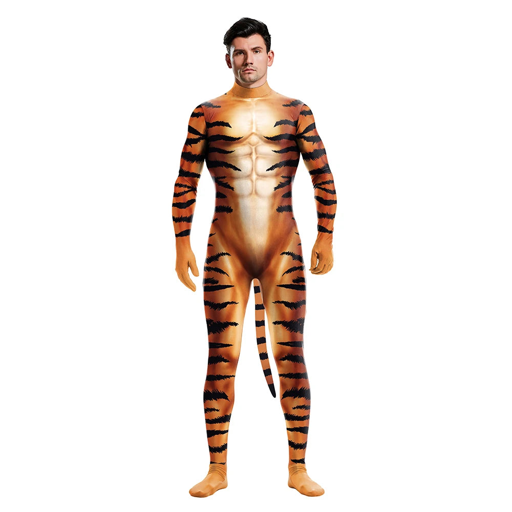 Parent-Child Tiger 3D Print Bodysuit - Unisex Halloween Cosplay Costume for Epic Family Adventures! - Premium Cosplay Costumes from Lizard Vigilante - Just $35.88! Shop now at Lizard Vigilante