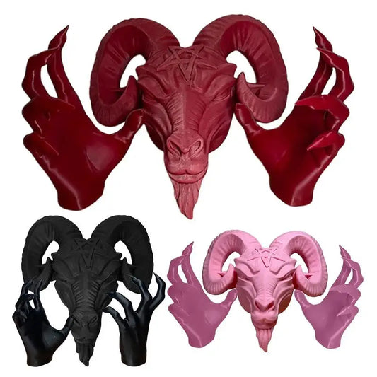 Devils Goat Baphomet Statue Resin Baphomet Head and Hands Statue Gothic Satanic Goat Ornament Religious Sculpture Ornament